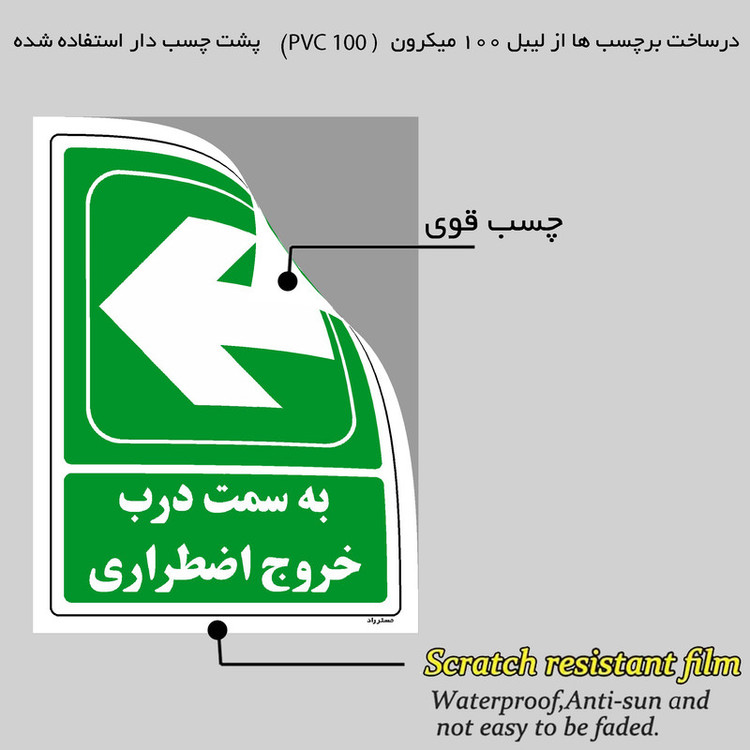 برچسب ایمنی مستر راد طرح به سمت درب خروج اضطراری مدل HSE-OSHA-146