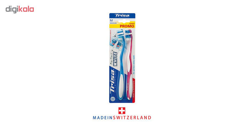 مسواک تریزا سری Super Promo مدل Perfect White با برس متوسط بسته 2 عددی