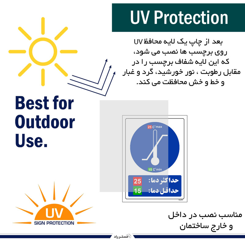 برچسب ایمنی مستر راد طرح حداکثر دما 25 حداقل دما 15 مدل HSE-OSHA-0184