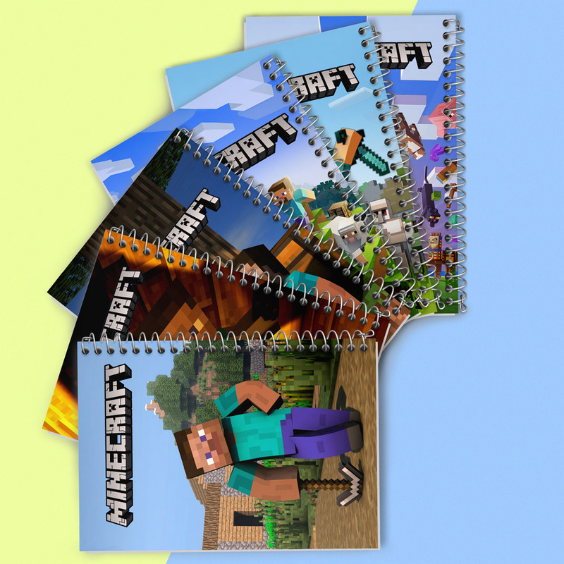دفتر مشق 100 برگ خندالو طرح ماینکرفت (Minecraft) کد 574 مجموعه 6 عددی
