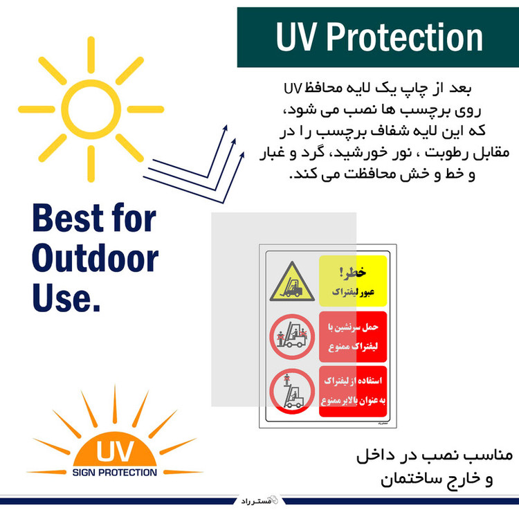 برچسب ایمنی مستر راد طرح خطر عبور لیفتراک مدل HSE-OSHA-024