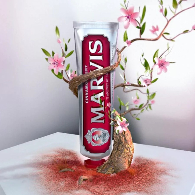 خمیر دندان ضد باکتری مارویس مدل Cinnamon Mint با طعم دارچین و نعناع حجم ۲۵ میلی لیتر