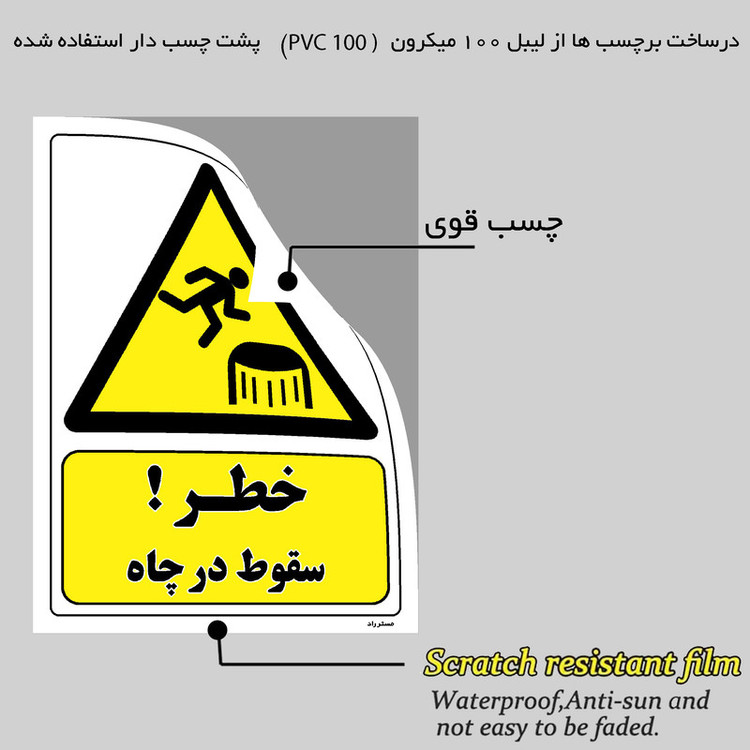برچسب ایمنی مستر راد طرح خطر سقوط در چاه مدل HSE-OSHA-413