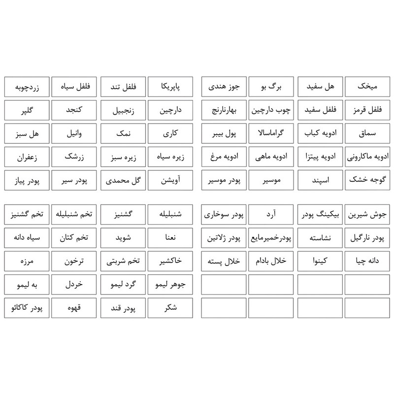 برچسب مدل نظم دهنده ادویه آشپزخانه مدل minimal کد 02 بسته 80 عددی