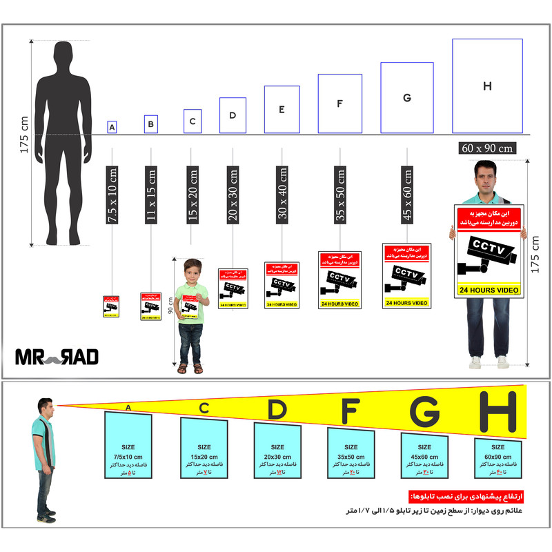 برچسب ایمنی مستر راد طرح این مکان مجهز به دوربین مدار بسته می باشد مدل HSE-OSHA-032