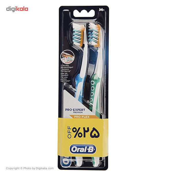 مسواک اورال-بی سری Pro-Expert Premium مدل Pro-Flex با برس متوسط بسته 2 عددی