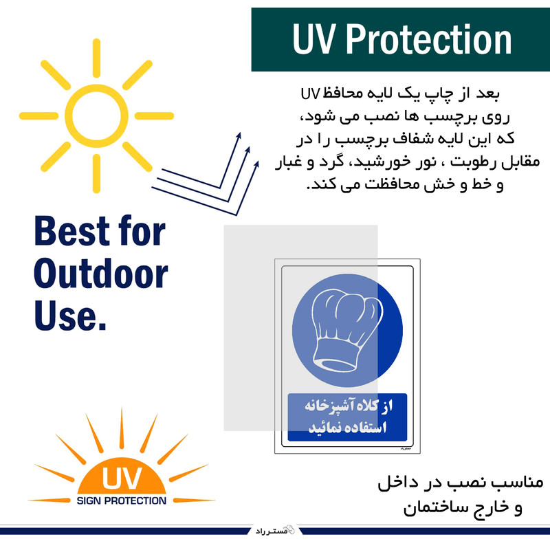 برچسب ایمنی مستر راد طرح از کلاه آشپزخانه استفاده نمائید مدل HSE-OSHA-0210