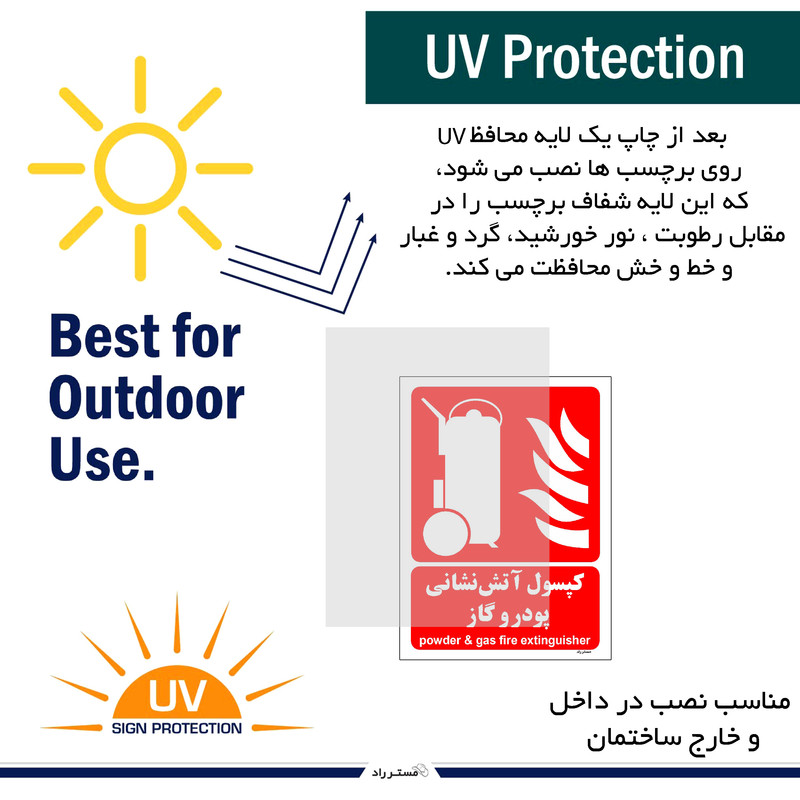 برچسب ایمنی مستر راد طرح کپسول آتش نشانی پودر و گاز مدل HSE-OSHA-006