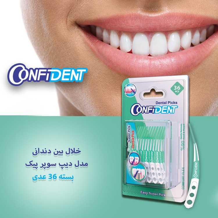 نخ دندان کانفیدنت مدل Easy Super Pic-Crooked بسته 36 عددی