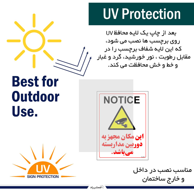 برچسب ایمنی مستر راد طرح این مکان مجهز به دوربین مدار بسته می باشد مدل HSE-OSHA-024