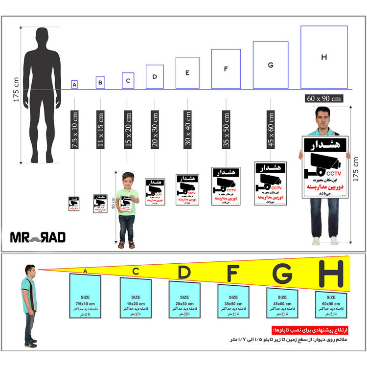 برچسب ایمنی مستر راد طرح این مکان مجهز به دوربین مدار بسته می باشد مدل HSE-OSHA-030