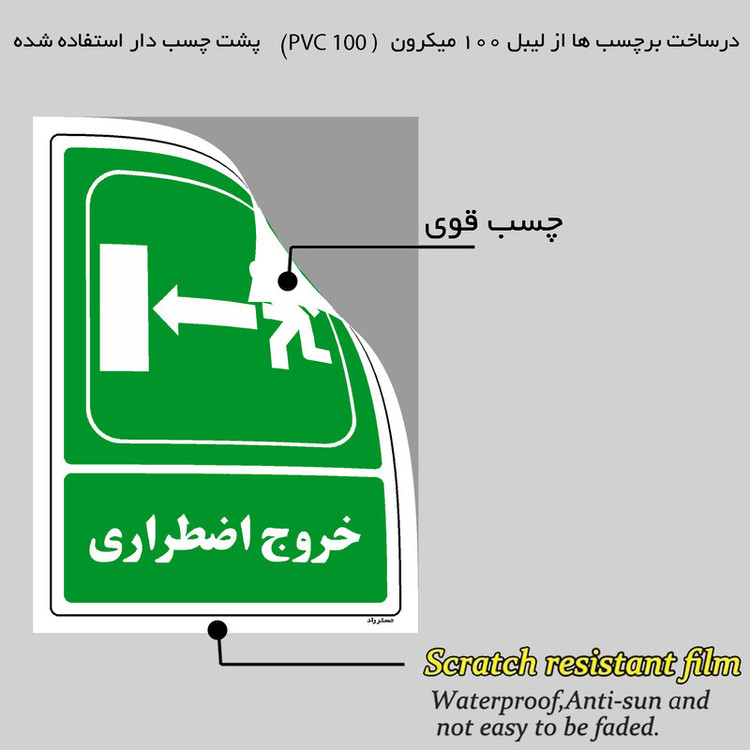 برچسب ایمنی مستر راد طرح خروج اضطراری مدل HSE-OSHA-163