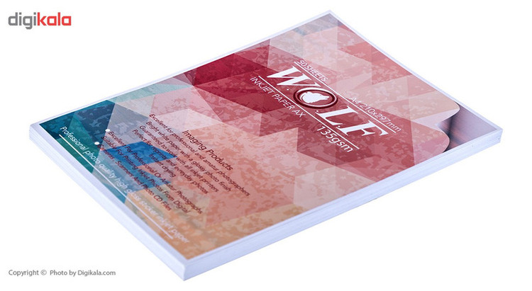 کاغذ گلاسه چسبدار 135 گرم ولف سایز A4