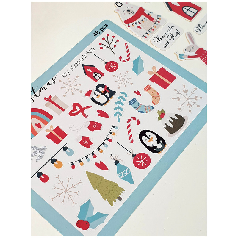 برچسب کاترینکا طرح برش خورده بولت ژورنال و اسکرپ بوک مدل Christmas بسته 48 عددی