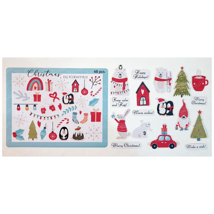 برچسب کاترینکا طرح برش خورده بولت ژورنال و اسکرپ بوک مدل Christmas بسته 48 عددی