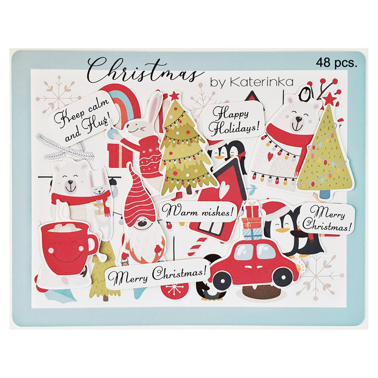 برچسب کاترینکا طرح برش خورده بولت ژورنال و اسکرپ بوک مدل Christmas بسته 48 عددی