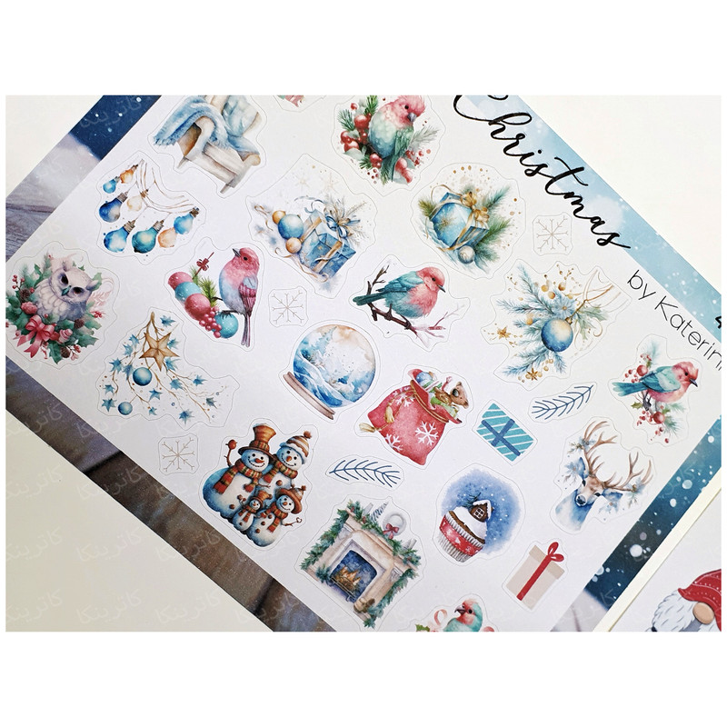 برچسب کاترینکا طرح برش خورده بولت ژورنال و اسکرپ بوک مدل Merry Christmas بسته 44 عددی