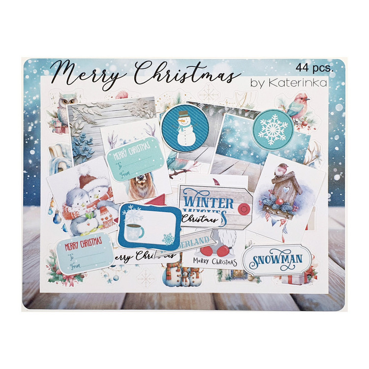 برچسب کاترینکا طرح برش خورده بولت ژورنال و اسکرپ بوک مدل Merry Christmas بسته 44 عددی