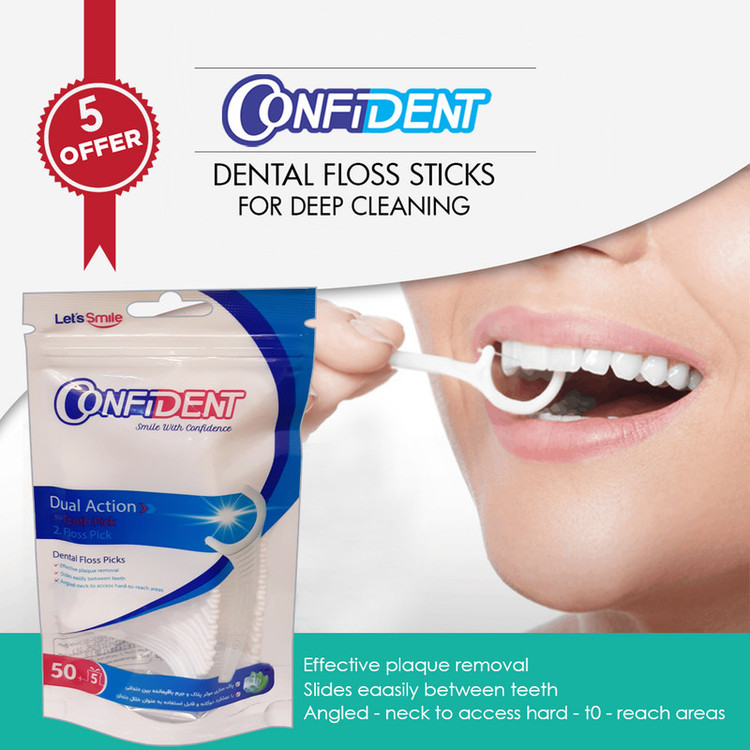 نخ دندان کانفیدنت مدل floss-Pillow پنج بسته 50 عددی