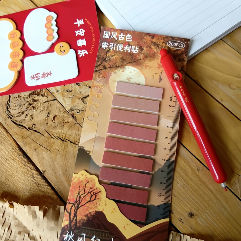 کاغذ یادداشت چسبدار مدل Tabs On Ruler طرح پاییز شرقی سایز 1*4.5 سانتی متر بسته 200 عددی