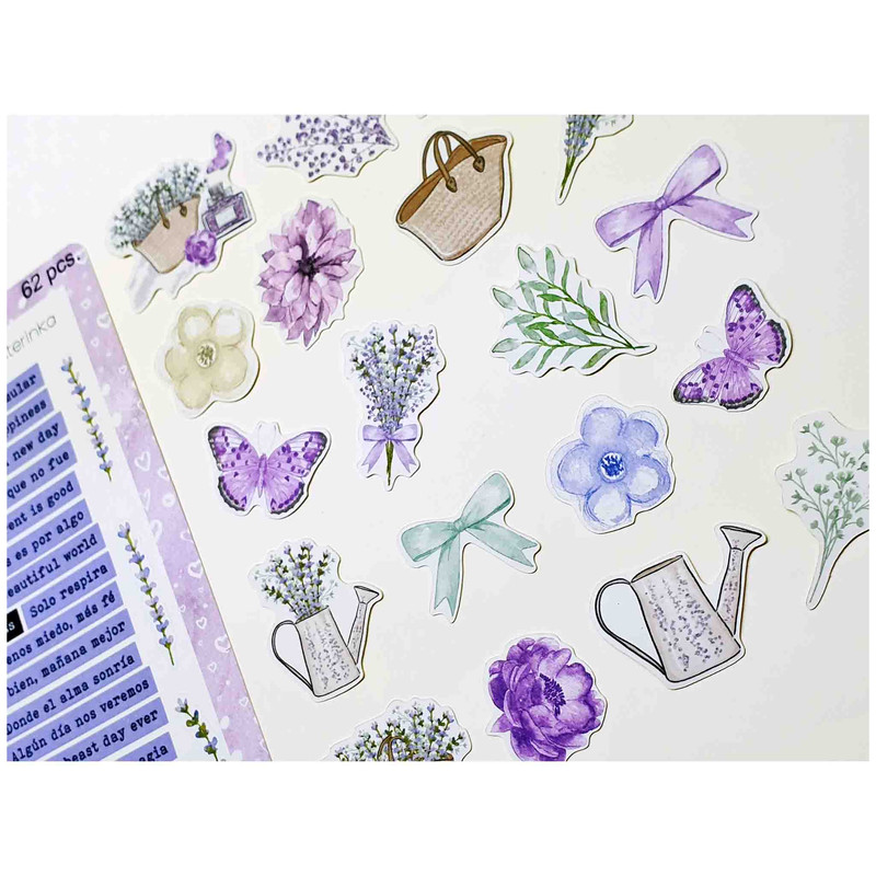 برچسب کاترینکا طرح برش خورده بولت ژورنال و اسکرپ بوک مدل Love lavender بسته 62 عددی