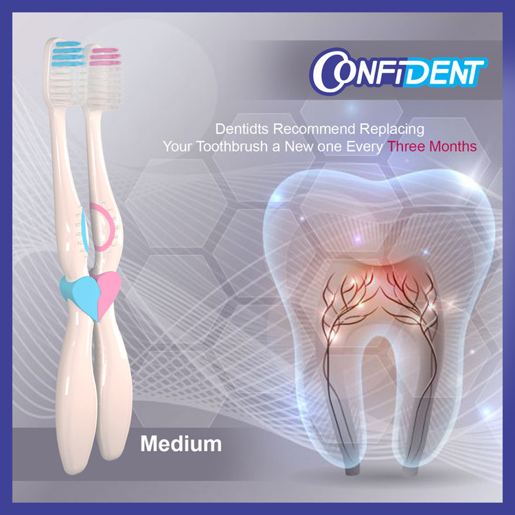 مسواک کانفیدنت مدل CT-Biform با برس متوسط دو بسته 2 عددی