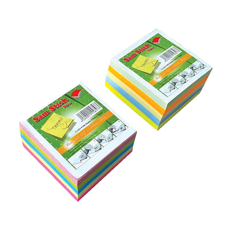 کاغذ یادداشت چسب دار سم مدل 400-2 رنگی سایز 7.5x7.5 سانتی متر بسته 2 عددی