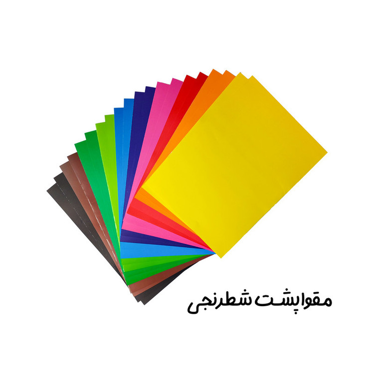 کاغذ رنگی A4 مدل دو رو طرح پشت شطرنجی به همراه مقوا و چسب ماتیکی و قیچی بسته 42 عددی