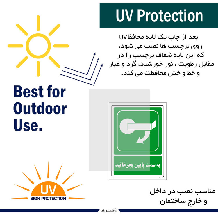 برچسب ایمنی مستر راد طرح به سمت پایین بچرخانید مدل HSE-OSHA-201