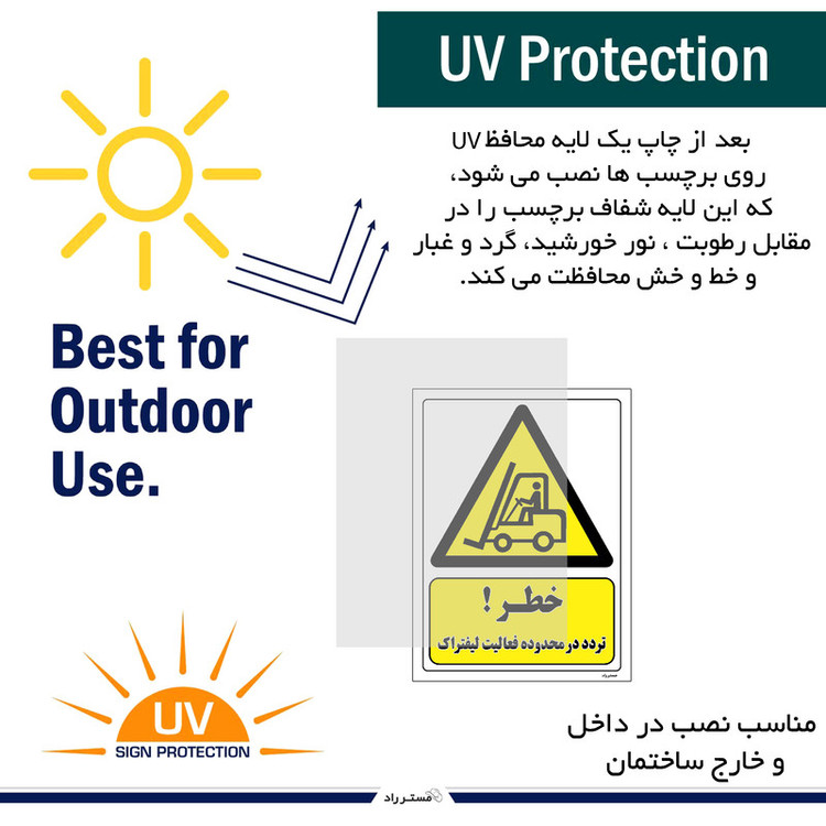 برچسب ایمنی مستر راد طرح خطر تردد در محدوده فعالیت لیفتراک مدل HSE-OSHA-305