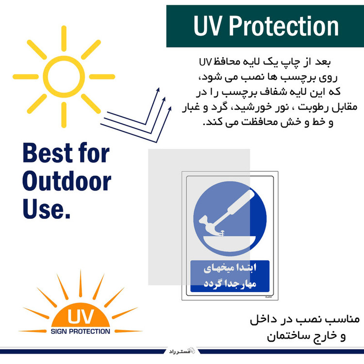 برچسب ایمنی مستر راد طرح ابتدا میخهای مهار جدا گردد مدل HSE-OSHA-0124