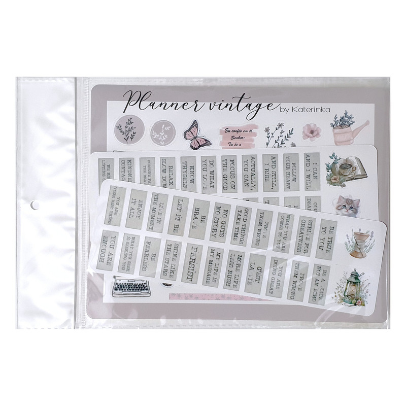 برچسب کاترینکا طرح برش خورده بولت ژورنال و اسکرپ بوک مدل Planner Vintage بسته 81 عددی