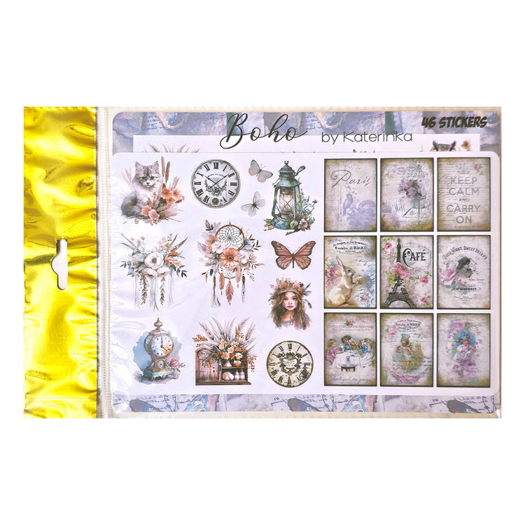 برچسب کاترینکا طرح برش خورده بولت ژورنال و اسکرپ بوک مدل Boho بسته 46 عددی