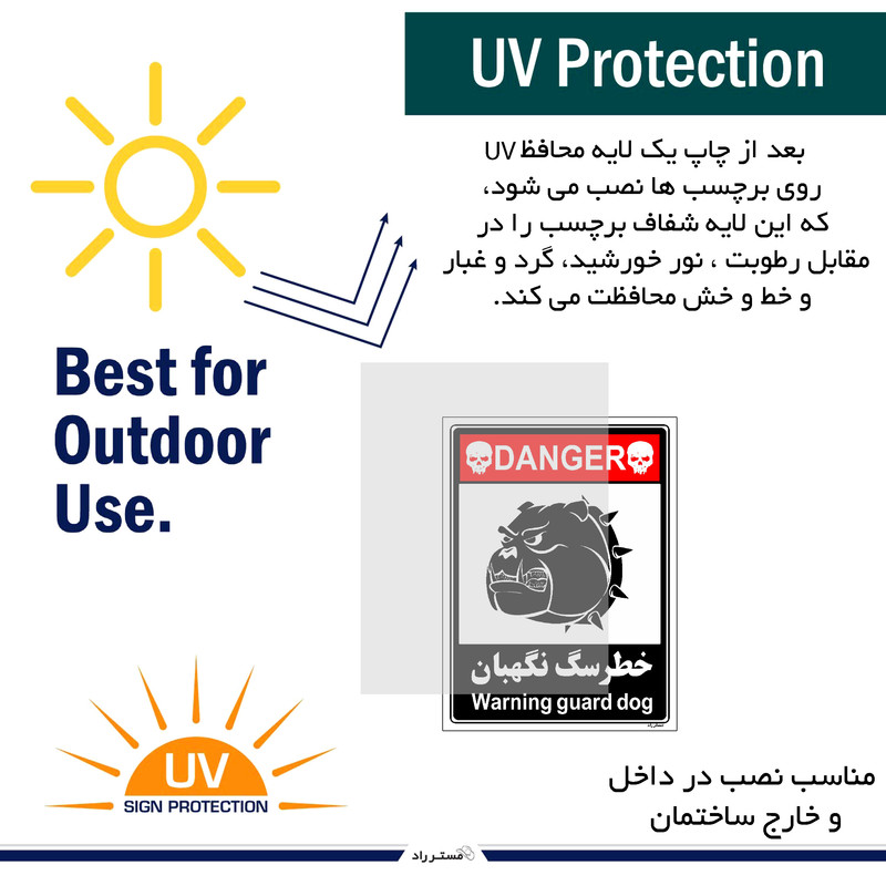 برچسب ایمنی مستر راد طرح خطر سگ نگهبان مدل HSE-OSHA-106