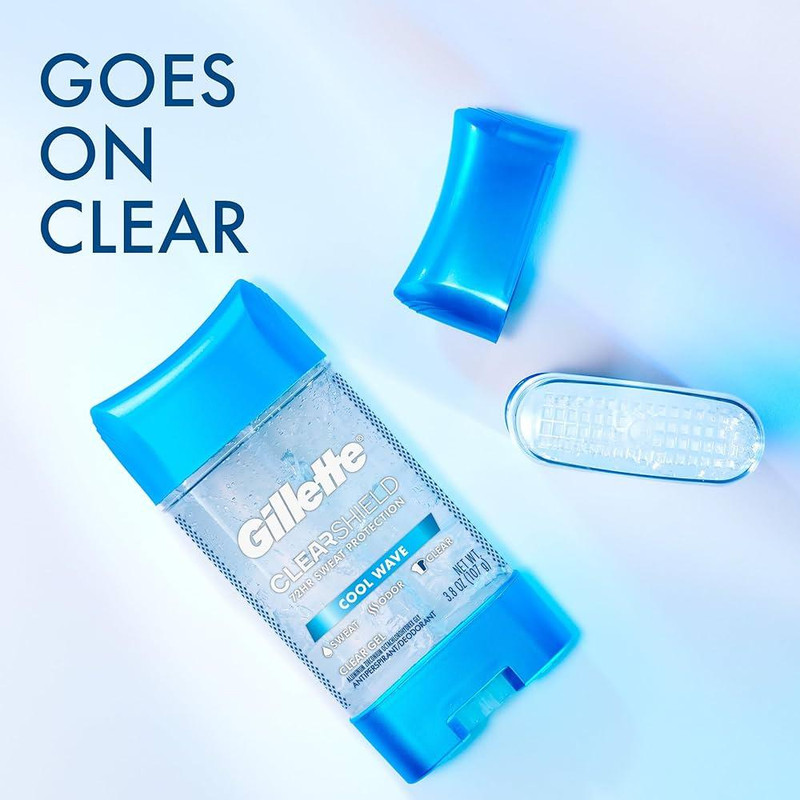 ژل شفاف ضد تعریق مردانه ژیلت مدل CLEAR SHIELD Cool Wave وزن 108 گرم