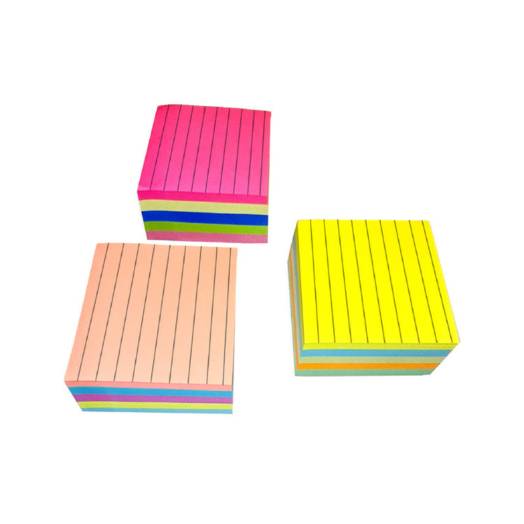 کاغذ یادداشت چسب دار مدل رنگی خط دار سایز 7.5x7.5 سانتی متر بسته 3 عددی