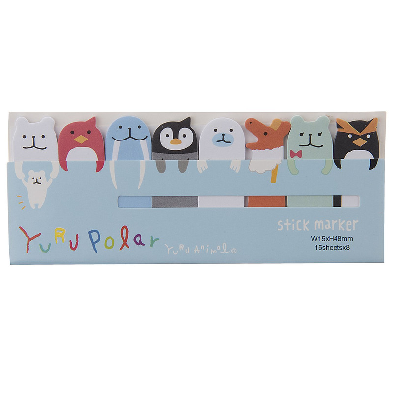 کاغذ یادداشت چسب دار سری Yuru Animal طرح Yuru Polar - بسته 120 عددی