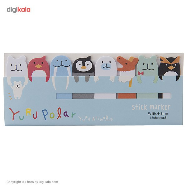 کاغذ یادداشت چسب دار سری Yuru Animal طرح Yuru Polar - بسته 120 عددی