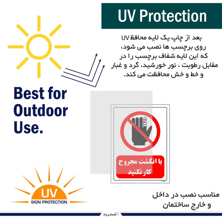برچسب ایمنی مستر راد طرح با انگشت مجروح کار نکنید مدل HSE-OSHA-0228