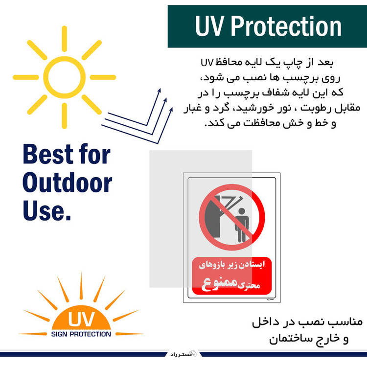 برچسب ایمنی مستر راد طرح ایستادن زیر بازوهای متحرک ممنوع مدل HSE-OSHA-0261