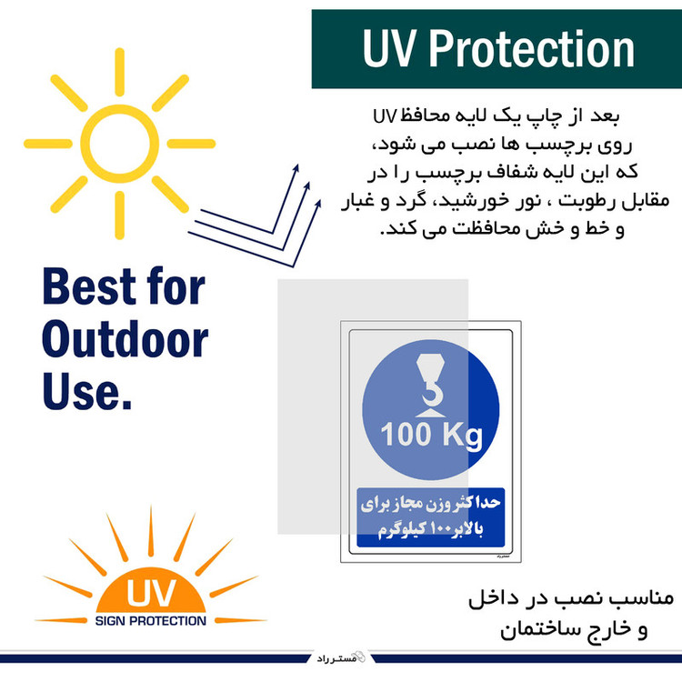برچسب ایمنی مستر راد طرح حداکثر وزن مجاز برای بالابر 100 کیلوگرم مدل HSE-OSHA-0360