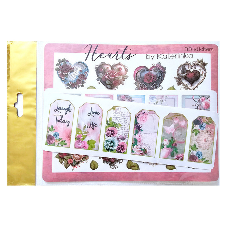 برچسب کاترینکا طرح برش خورده بولت ژورنال و اسکرپ بوک مدل Hearts بسته 33 عددی