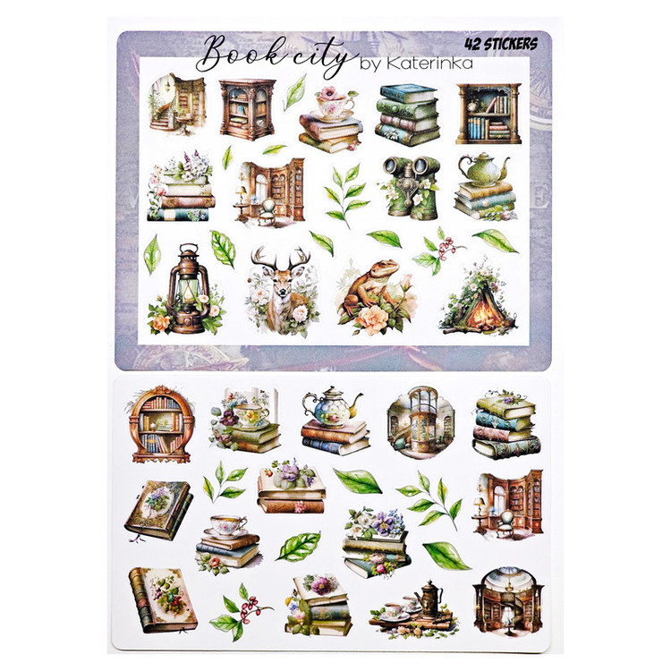 برچسب کاترینکا طرح برش خورده بولت ژورنال و اسکرپ بوک مدل Book city بسته 42 عددی