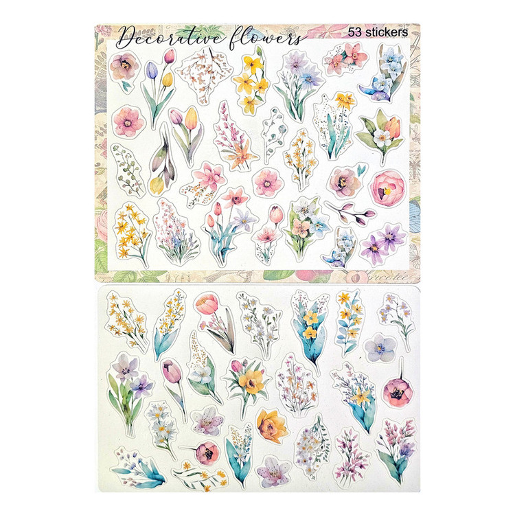برچسب طرح برش خورده بولت ژورنال و اسکرپ بوک مدل Decorative flowers بسته 53 عددی