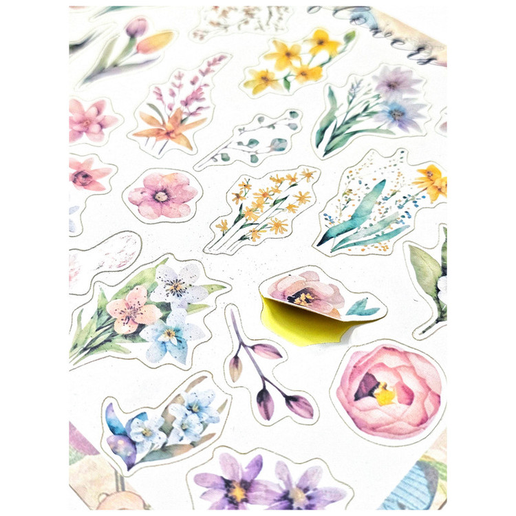 برچسب طرح برش خورده بولت ژورنال و اسکرپ بوک مدل Decorative flowers بسته 53 عددی