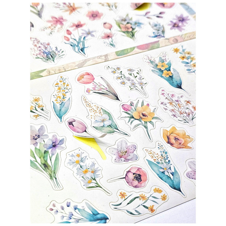 برچسب طرح برش خورده بولت ژورنال و اسکرپ بوک مدل Decorative flowers بسته 53 عددی