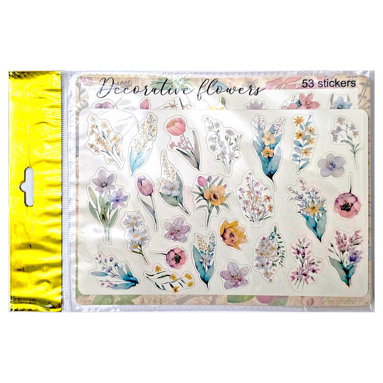 برچسب طرح برش خورده بولت ژورنال و اسکرپ بوک مدل Decorative flowers بسته 53 عددی