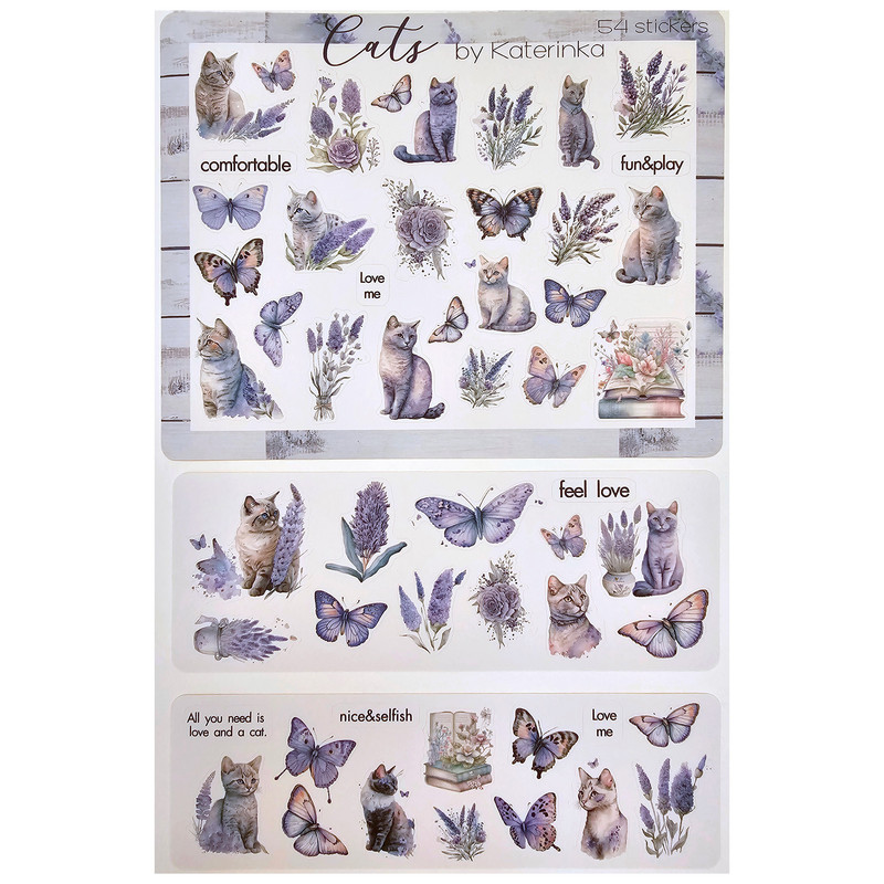 برچسب کاترینکا طرح برش خورده بولت ژورنال و اسکرپ بوک مدل Cats بسته 54 عددی