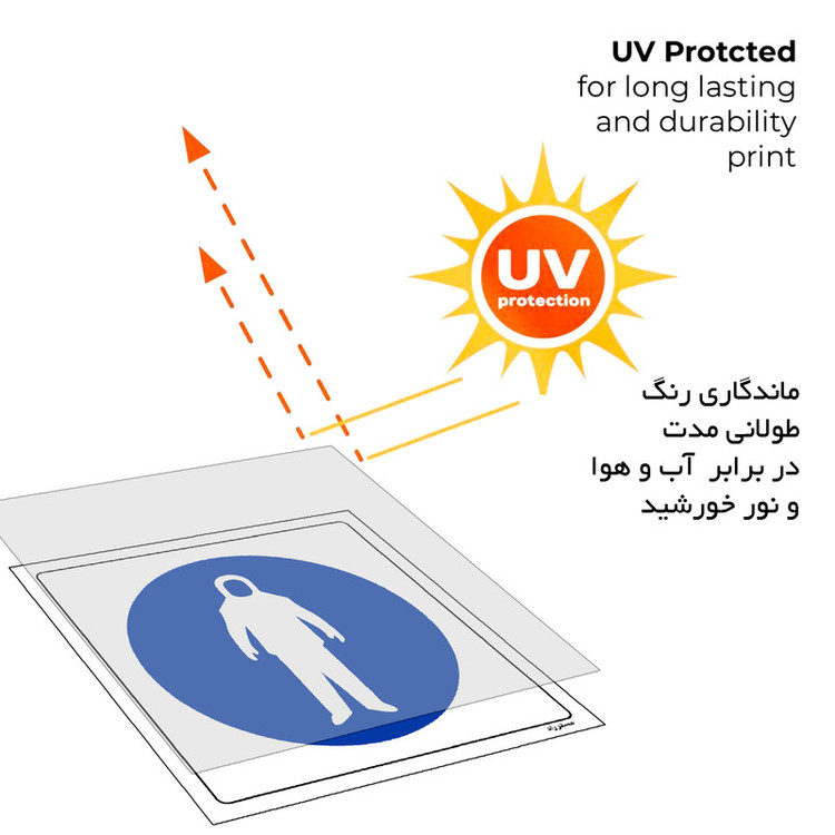 برچسب ایمنی مستر راد طرح از لباس PVC استفاده نمائید مدل HSE-OSHA-149
