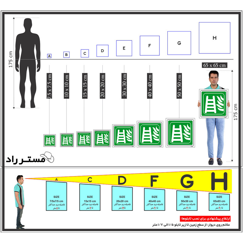 برچسب ایمنی مستر راد طرح نردبان ضد حریق مدل HSE-OSHA-040